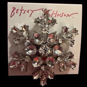 BETSEY JOHNSON Snow Angel Snowflake Crystal-Studded Rare Stretch Ring NEW NWT